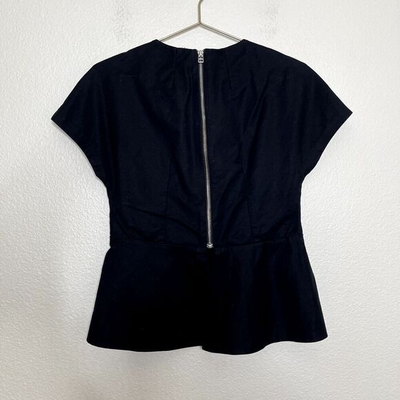 Aritzia T. Babaton Top Size 4 Black Peplum Zip Back Career Office Modern Classic - Picture 10 of 10